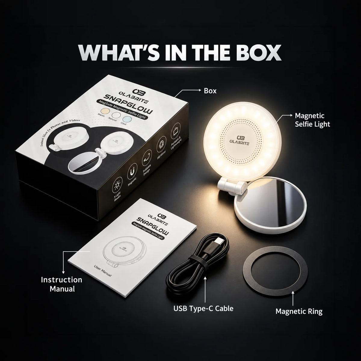 OLABRITE Snapglow Magnetic Selfie Light